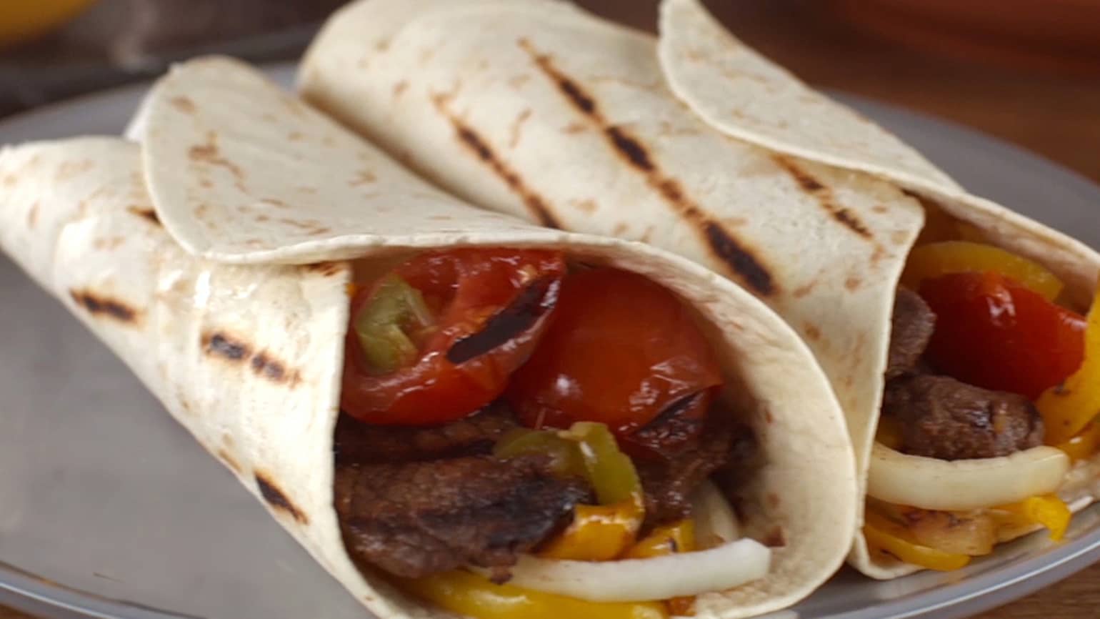 Old El Paso fajitas filled with beef, vegetables and spicy salsa